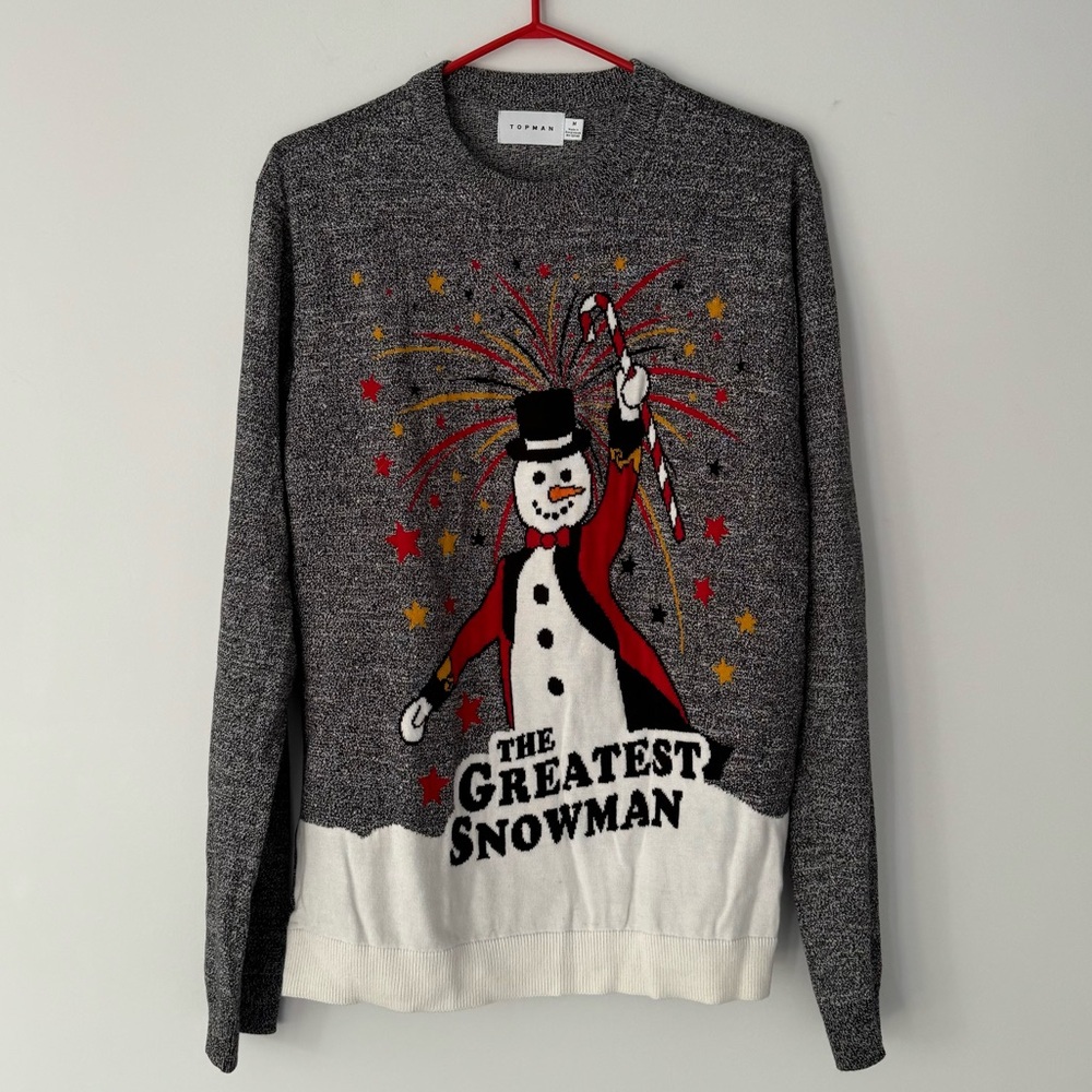 Topshop Mens Unisex The Greatest Snowman Christmas holiday sweater - Size Medium